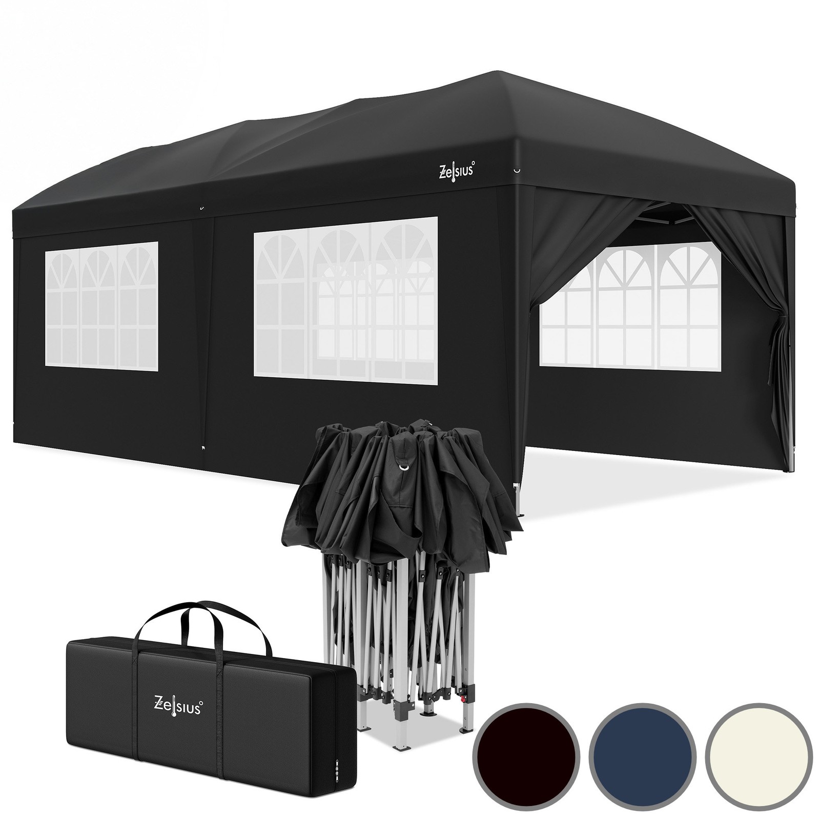 Party stan 3x6m altán s boční stěnou skládací altán zahradní stan slavnostní stan Zelsius