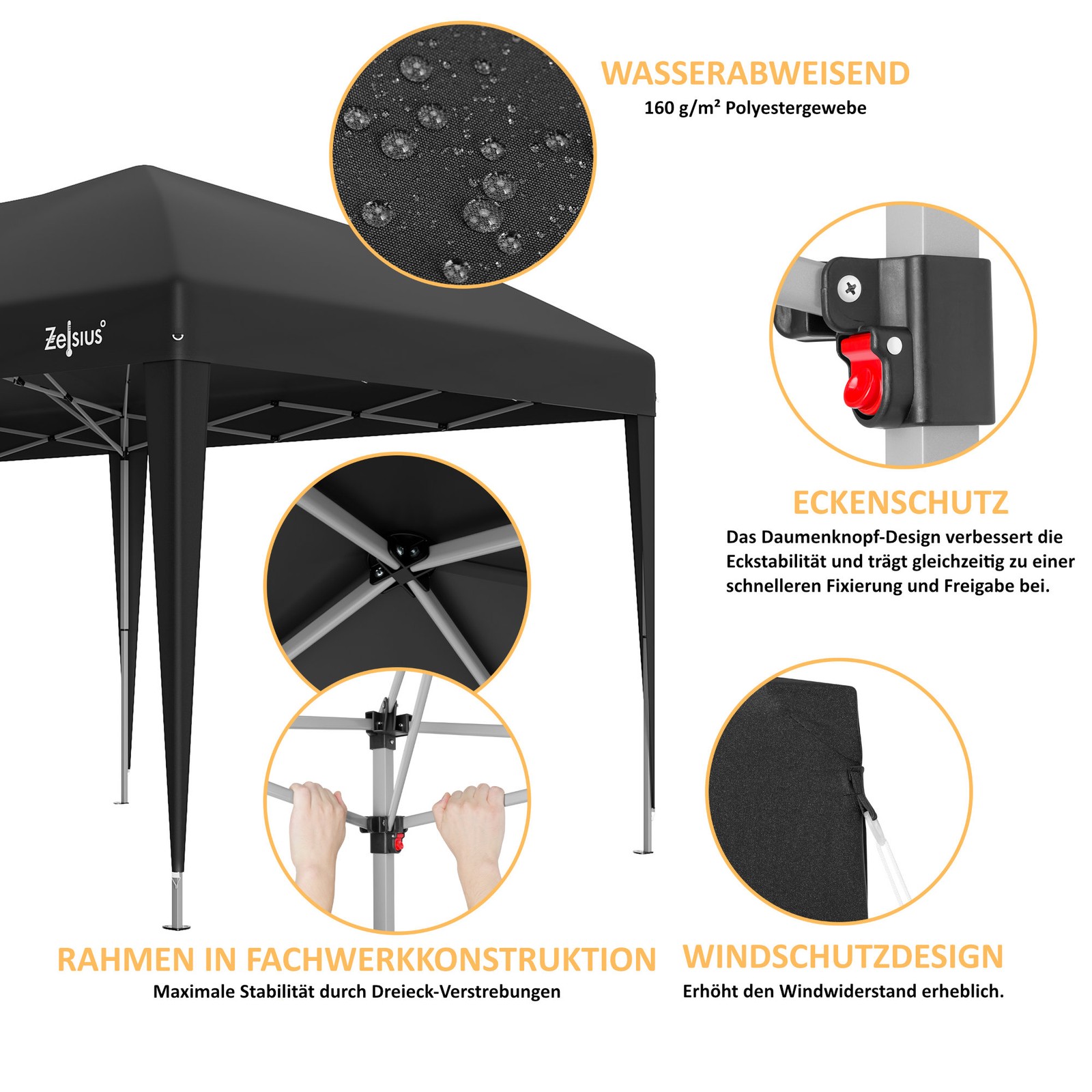 Party stan 3x6m altán s boční stěnou skládací altán zahradní stan slavnostní stan Zelsius