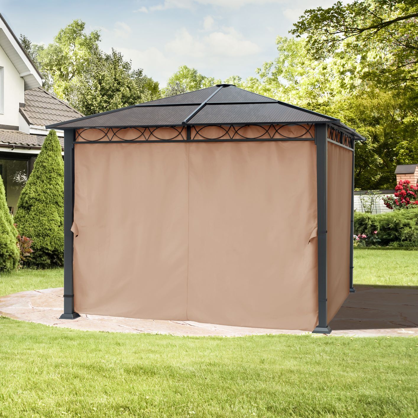 Hliníkový zahradní altán 3x3 m luxusní altán pevná střecha party stan altán