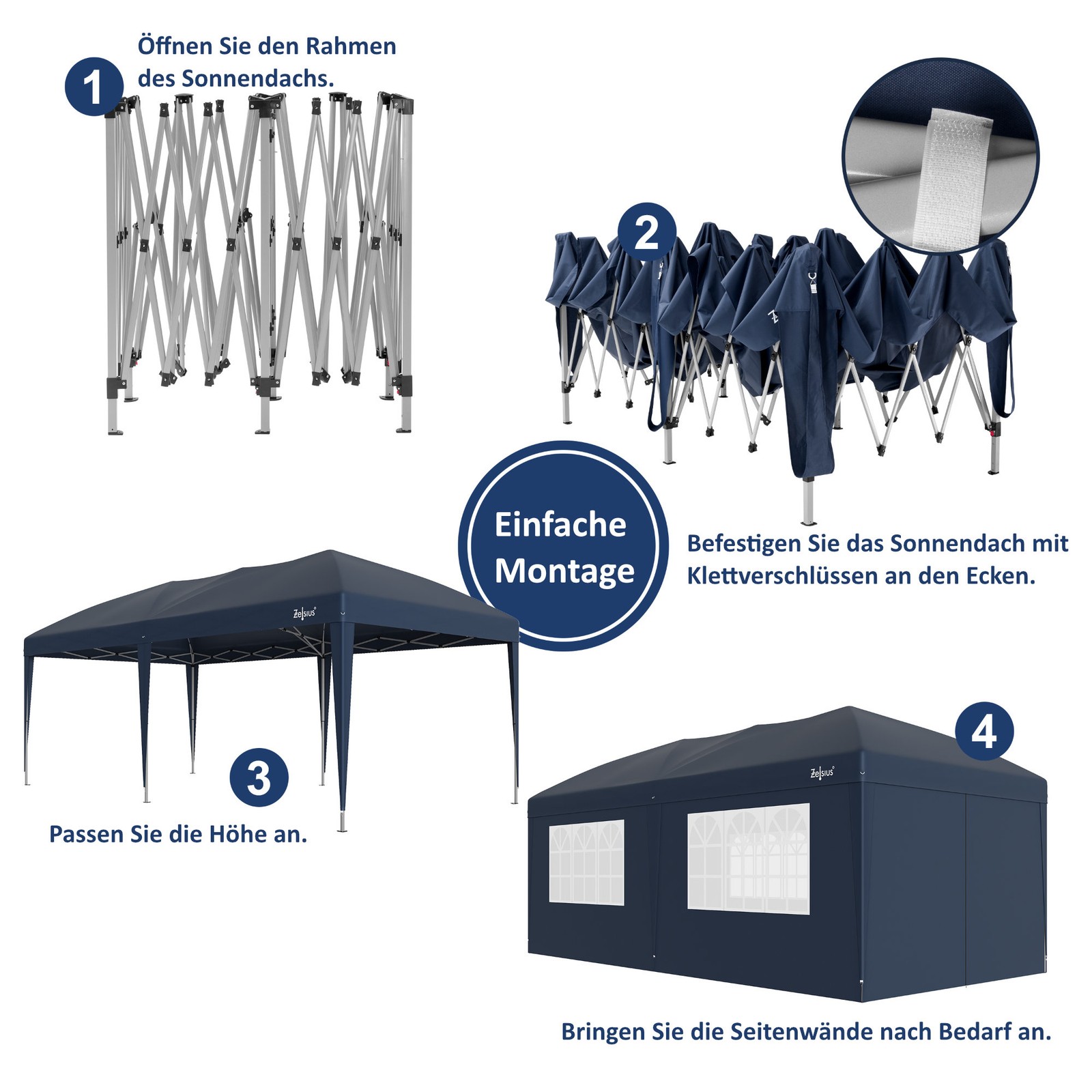 Party stan 3x6m altán s boční stěnou skládací altán zahradní stan slavnostní stan Zelsius