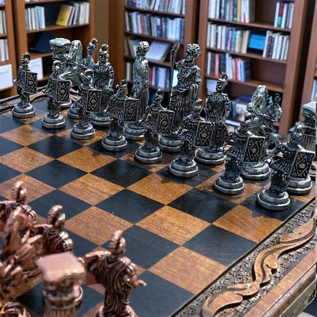 Ručně vyráběná šachová sada Římské říše - starožitná ořechová deska, luxusní dárek 🎁