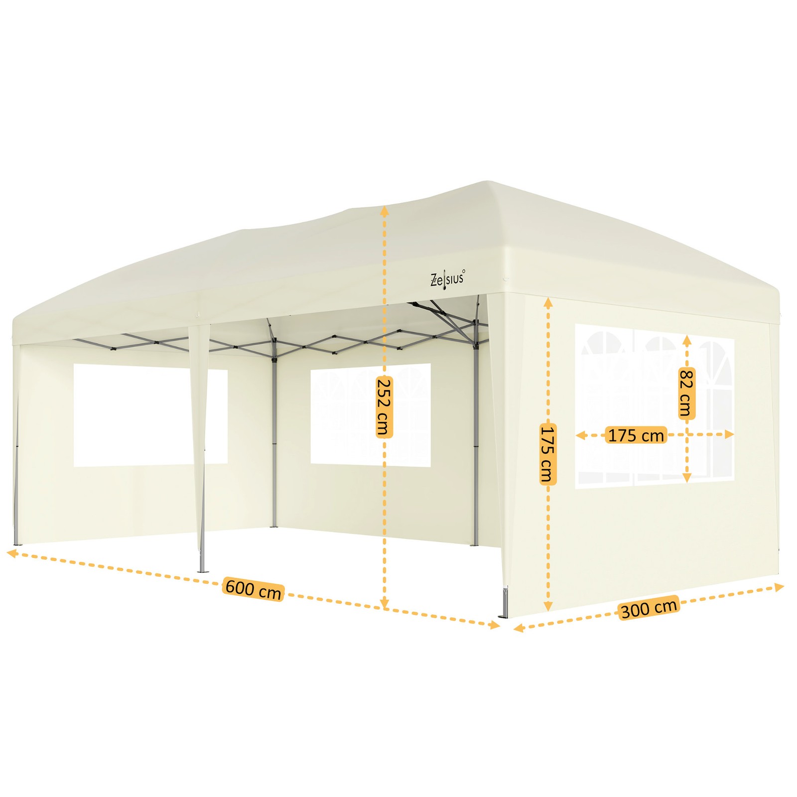 Party stan 3x6m altán s boční stěnou skládací altán zahradní stan slavnostní stan Zelsius