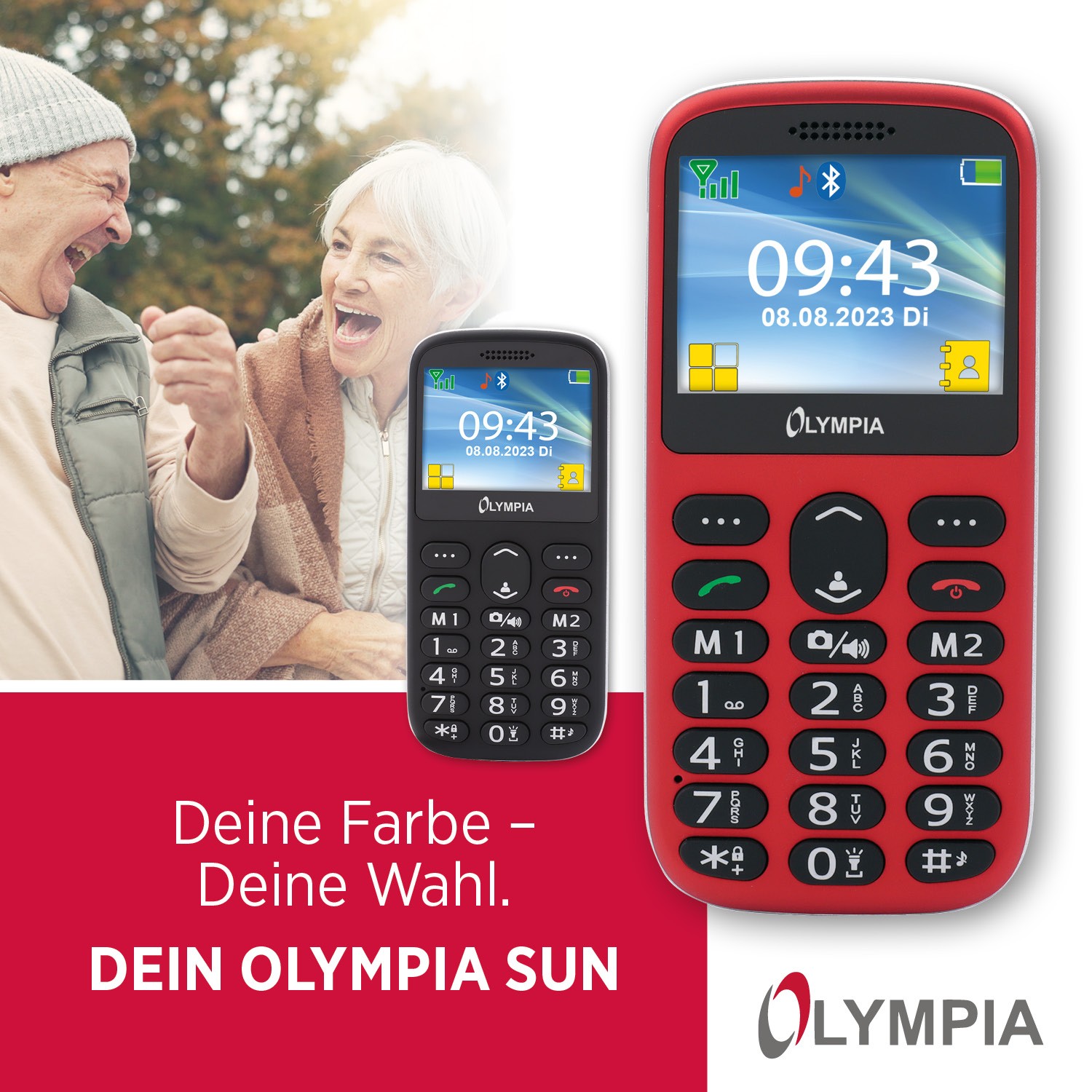 SUN Comfort mobilní telefon pro seniory s velkými tlačítky a velkým barevným LCD displejem černý