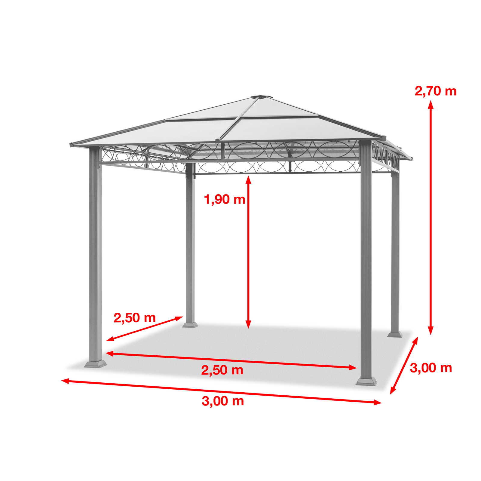 Hliníkový zahradní altán 3x3 m luxusní altán pevná střecha party stan altán