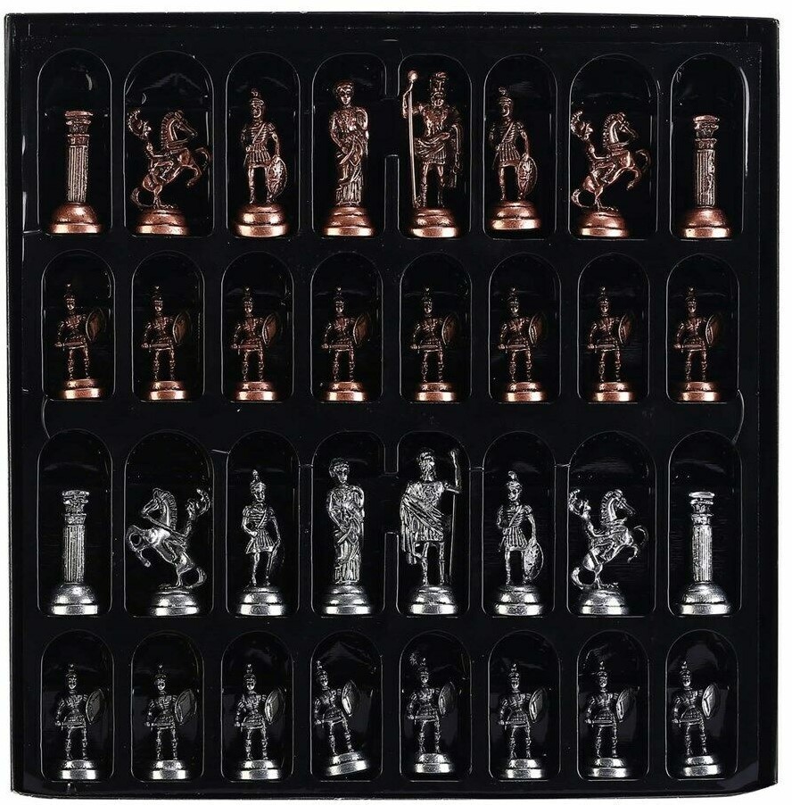 Ručně vyráběná šachová sada Římské říše - starožitná ořechová deska, luxusní dárek 🎁