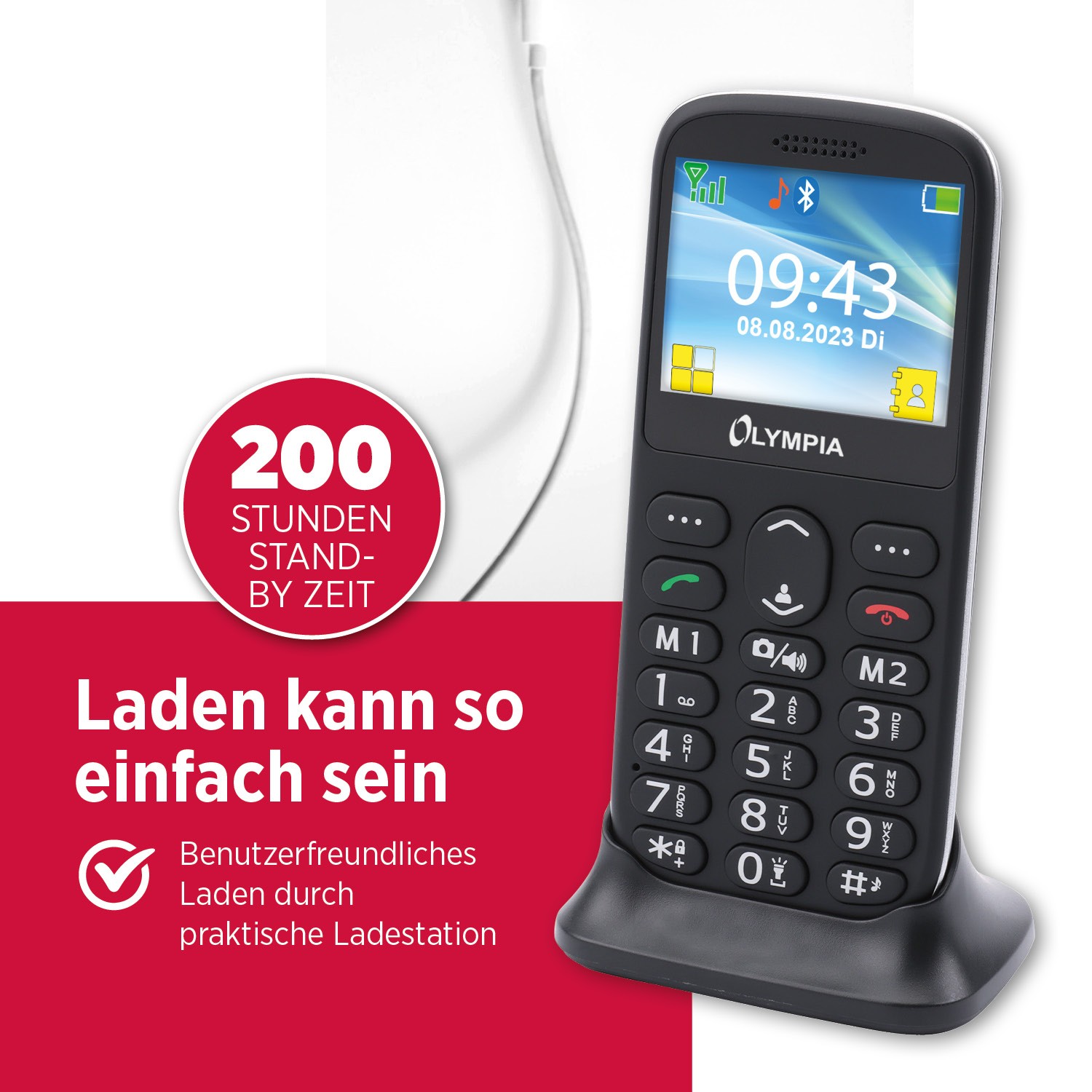 SUN Comfort mobilní telefon pro seniory s velkými tlačítky a velkým barevným LCD displejem černý